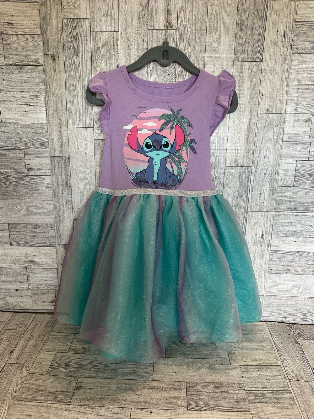 Adorable! Size 4T! Disney Purple & Teal Stitch Tulle Party Dress